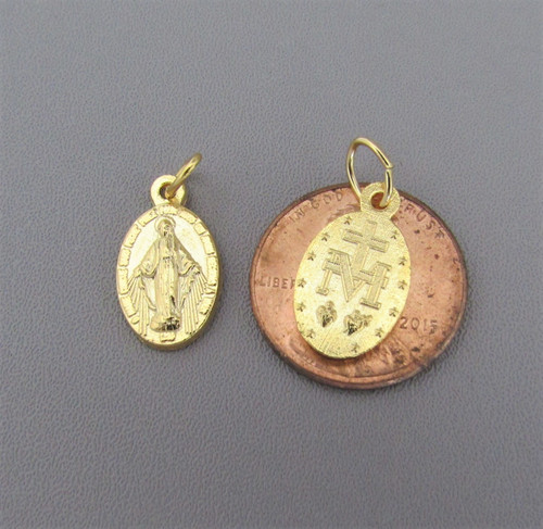 Miraculous Medal Charm SMALL Gold ~ Lot 6