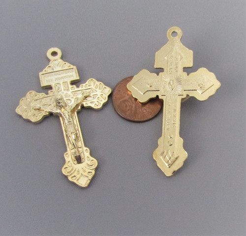 PARDON Rosary Crucifix 2.25" GOLD