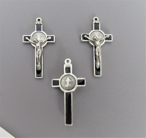 Silver & Black Saint Benedict Crucifix SMALL -Lot 3