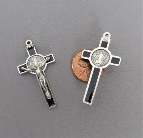 Silver & Black Saint Benedict Crucifix SMALL -Lot 3