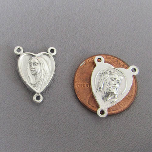 HEART Shape Rosary Center Mary & Jesus Small - Lot 3