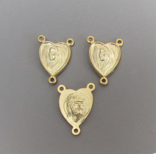 HEART Shape Rosary Center Mary & Jesus GOLD - Lot 3