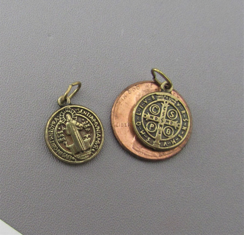 Saint BENEDICT Holy Medal SMALL Bronze ~ Lot 6
