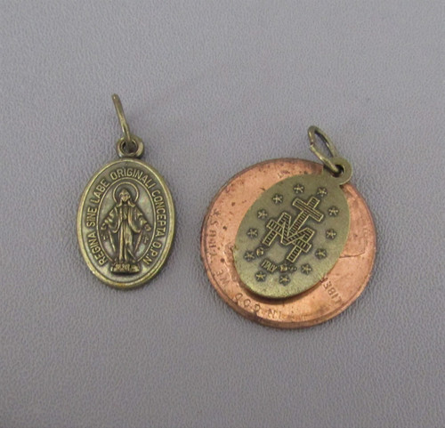 Miraculous Medal Charm SMALL Bronze ~ Lot 6
