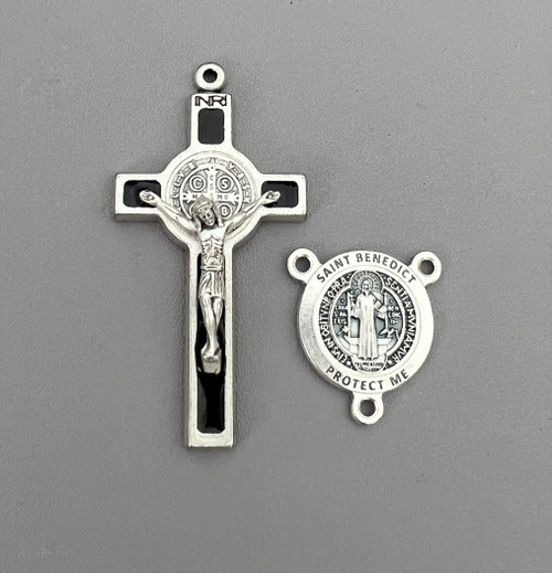 Rosary CENTER & CRUCIFIX Saint Benedict LARGE Black
