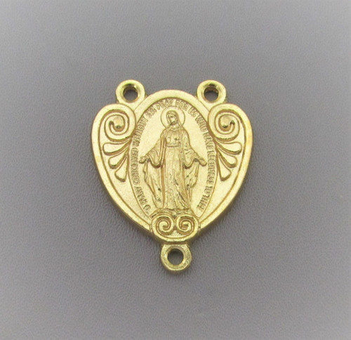 Miraculous Medal Rosary Center Large Gold