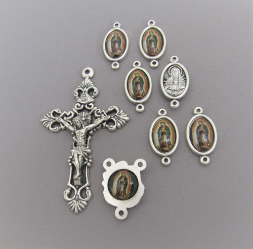 Rosary CENTER & CRUCIFIX & PATER Our Lady of GUADALUPE 8pc