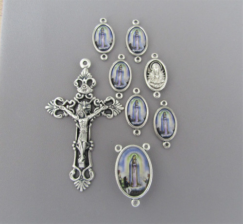 Rosary CENTER & CRUCIFIX & PATER Our Lady of FATIMA 8pc