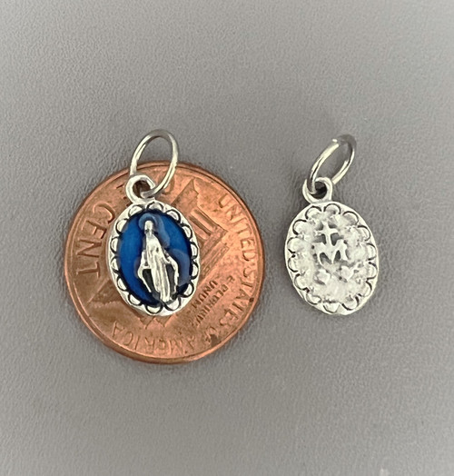 Miraculous Medal Charm TINY BLUE- Lot 3