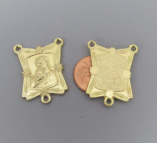 Square Flare Madonna & Child Rosary Center GOLD