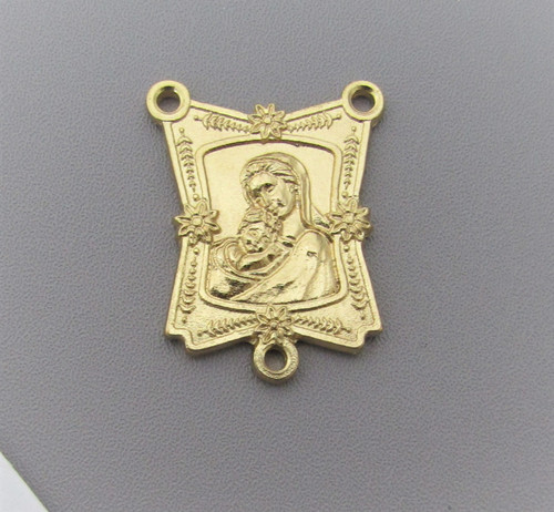 Square Flare Madonna & Child Rosary Center GOLD