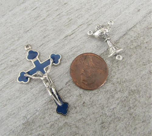 Rosary CENTER & CRUCIFIX First 1st Communion BLUE