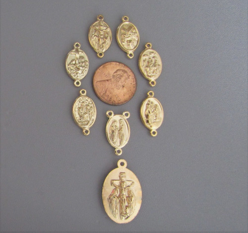 7 Sorrows Dolors Chaplet Set ~ 8 pc GOLD