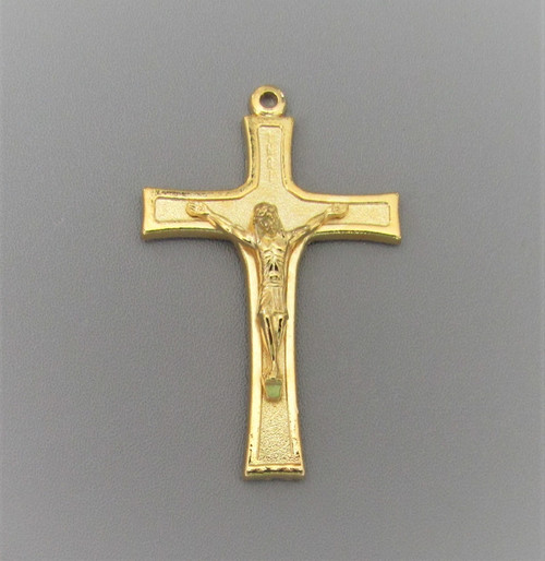 Traditional Rosary Crucifix 2" LARGE Gold