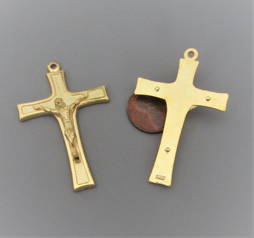 Traditional Rosary Crucifix 2" LARGE Gold