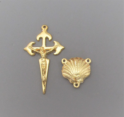 Rosary CENTER & CRUCIFIX St JAMES Camino de Santiago GOLD