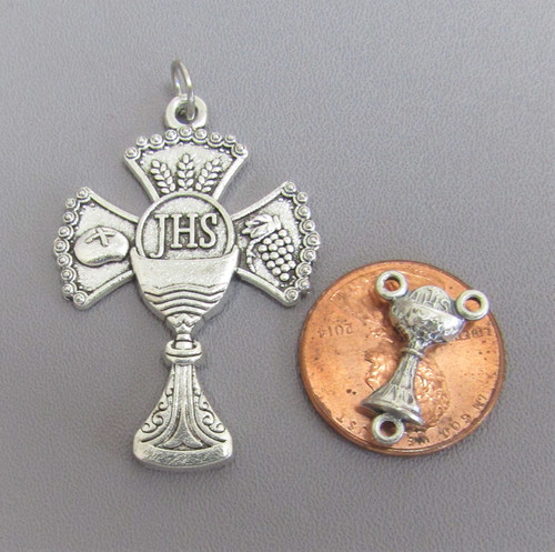 CHALICE Cross & CENTER - First 1st Communion Rosary Set