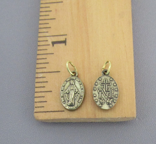 Miraculous Medal Charm TINY Bronze ~Lot 12
