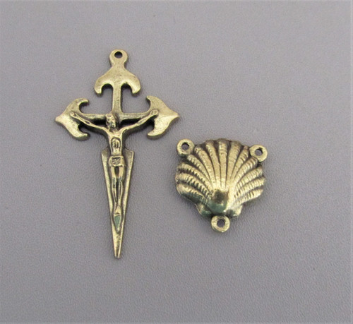 Rosary CENTER & CRUCIFIX St JAMES Camino de Santiago BRONZE