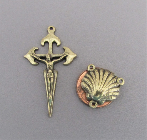 Rosary CENTER & CRUCIFIX St JAMES Camino de Santiago BRONZE