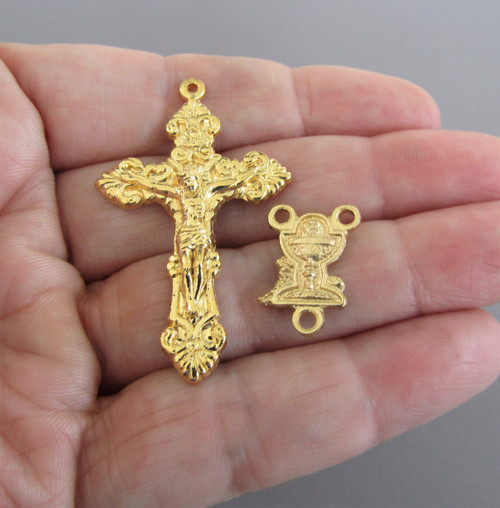 Filigree CENTER & CRUCIFIX First 1st Communion GOLD