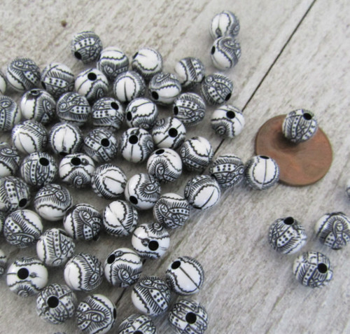 120 Lady of Guadalupe Beads ~ 8mm BLACK