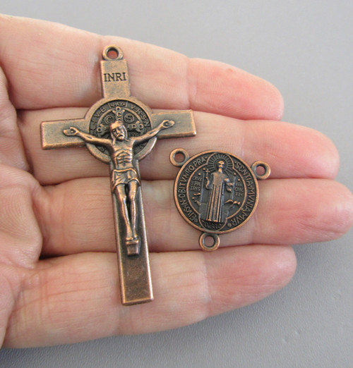 Rosary CENTER & CRUCIFIX St BENEDICT Copper