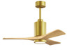 Matthews Fan Company - PA3-BRBR-LM-42 - 42" Ceiling Fan - Patricia-3 - Brushed Brass