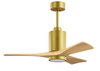 Matthews Fan Company - PA3-BRBR-LM-42 - 42" Ceiling Fan - Patricia-3 - Brushed Brass
