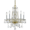 Crystorama - 1061-PB-CL-SAQ - Five Light Mini Chandelier - Traditional Crystal - Polished Brass