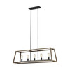 Visual Comfort Studio - F3193/5WOW/AF - Five Light Linear Chandelier - Gannet - Weathered Oak Wood / Antique Forged Iron