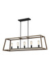 Visual Comfort Studio - F3193/5WOW/AF - Five Light Linear Chandelier - Gannet - Weathered Oak Wood / Antique Forged Iron