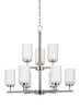 Generation Lighting. - 31162-962 - Nine Light Chandelier - Oslo - Brushed Nickel