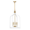 Savoy House - 7-7802-4-142 - Four Light Pendant - Sheffield - White with Warm Brass Accents