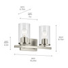 Kichler - 45496NICLR - Two Light Bath - Crosby - Brushed Nickel