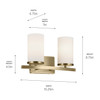 Kichler - 45496NBR - Two Light Bath - Crosby - Natural Brass