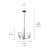 Kichler - 43670NICLR - Three Light Mini Chandelier - Shailene - Brushed Nickel