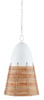 Currey and Company - 9000-0840 - One Light Pendant - Arundo - Gesso White/Natural Rattan