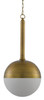 Currey and Company - 9000-0419 - One Light Pendant - Moonward - Antique Brass/Opaque White