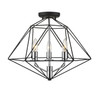 Z-Lite - 918SF-MB-CH - Three Light Semi Flush Mount - Geo - Matte Black / Chrome