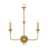 Currey and Company - 5000-0214 - Two Light Wall Sconce - Nottaway - Contemporary Gold Leaf