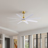 Matthews Fan Company - ANLK-BRBR-MWH-64 - 64"Ceiling Fan - Ariella-LK - Brushed Brass