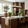 Varaluz - 520N06SBW - Six Light Linear Pendant - Desert Flyer - Satin Brass/Medium Walnut