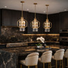 Varaluz - 270P04BK - Four Light Pendant - Barcelona - Brass Kisser