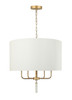 Varaluz - 368P04GOW - Four Light Pendant - Secret Agent - Painted Gold/White Leather