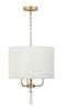 Varaluz - 368P03GOW - Three Light Pendant - Secret Agent - Painted Gold/White Leather