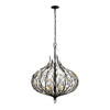 Varaluz - 271P06MBFG - Six Light Pendant - Bask - Matte Black/French Gold