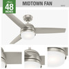 Hunter - 54212 - 48" Ceiling Fan - Midtown - Matte Nickel