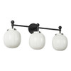 Alora - VL579328MBGR - Three Light Bathroom Vanity - Cherise - Matte Black/Glossy Ribbed Opal Glass