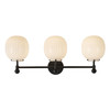 Alora - VL579328MBGR - Three Light Bathroom Vanity - Cherise - Matte Black/Glossy Ribbed Opal Glass